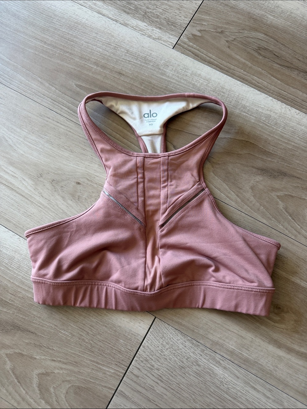 ALO Yoga Dusty Rose High-Neck Racerback Sports Bra